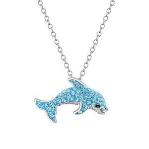 Crystal Collective Silver Plated Blue Crystal Dolphin Pendant Necklace